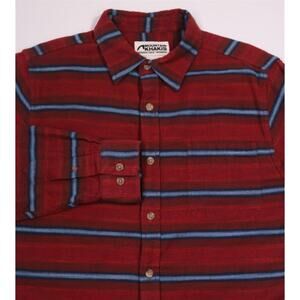 Mountain Khakis Men's Red/Blue Plaid Check Knit Cotton Button-Up Shirt~ Medium